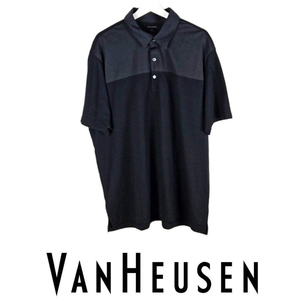Men's Polo Shirt Classic Fit Short Sleeves, Gray Grey Black, Size XXL